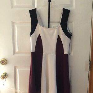 Dress with patten leather belt